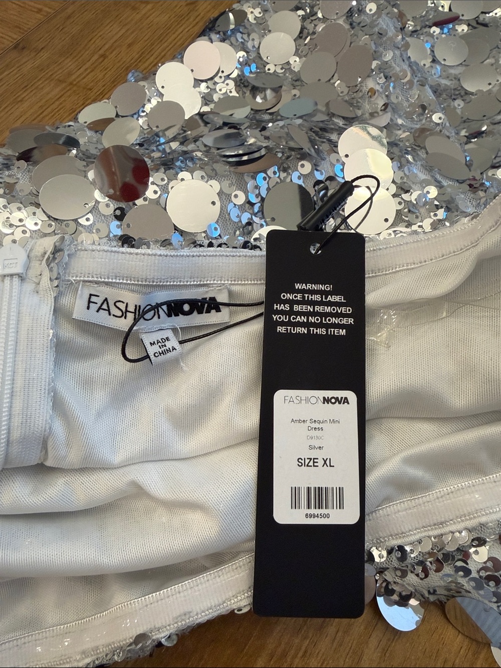 Fashion Nova Silver Sequin Mini Dress - Picture 2 of 4